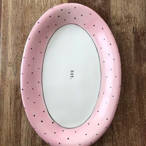Rae Dunn pink polka dot eat plate.